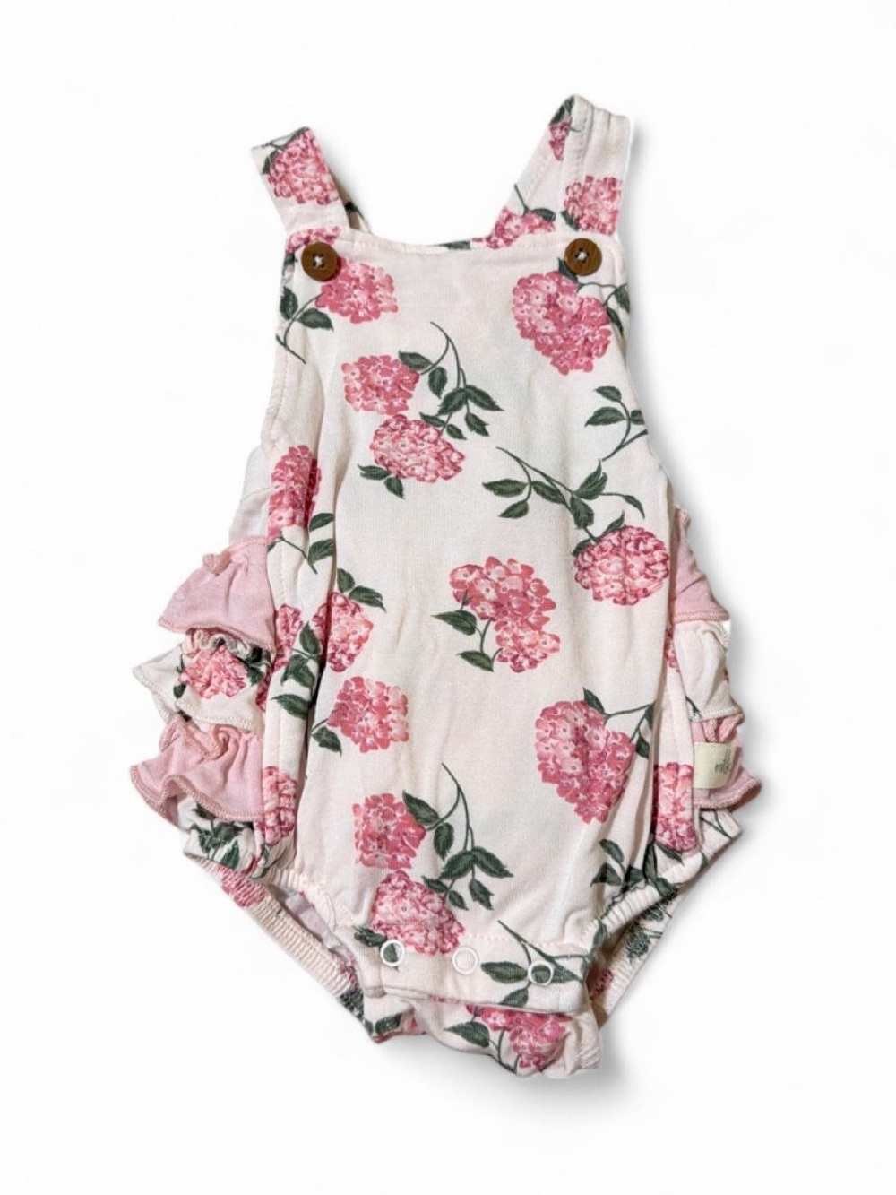 Milkberry Pink Floral Ruffle Baby Romper